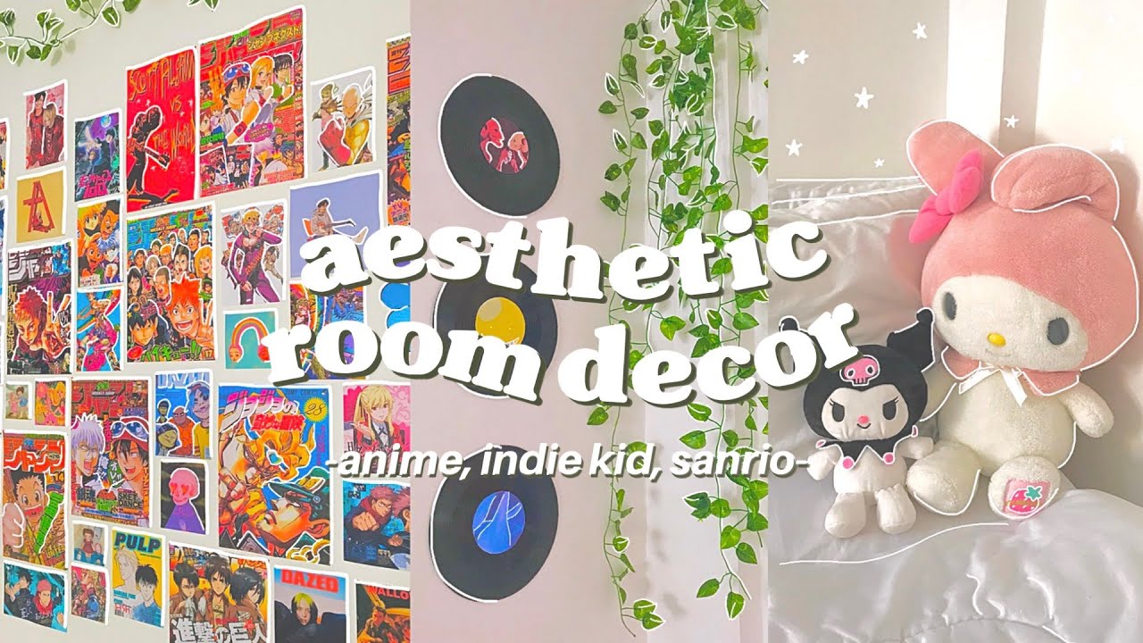 aesthetic room decor 🌱💿 - anime, indie kid, sanrio plushies