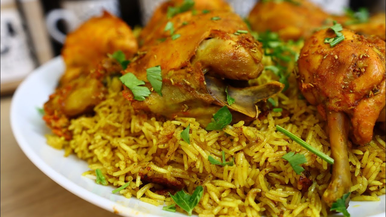 ابسط طريقة لعمل الدجاج المحمر بالارز البسمتي