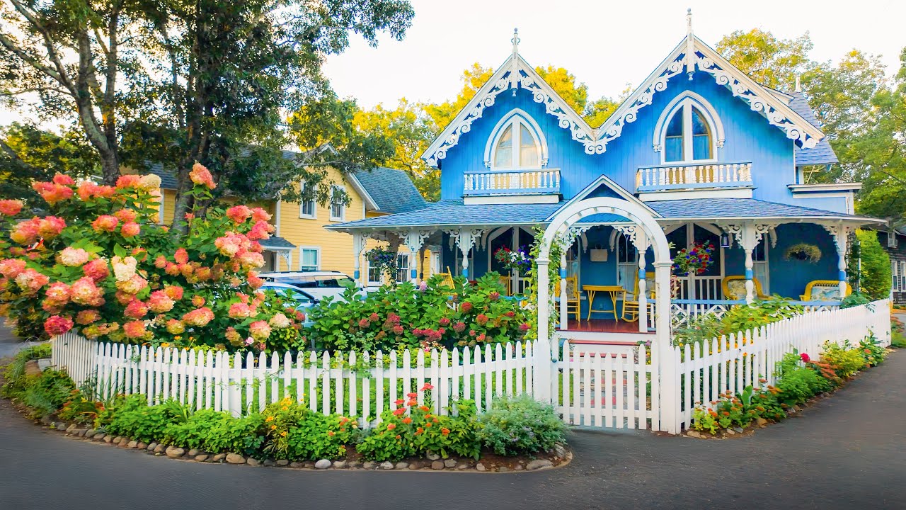 Fairytale Sunrise Walk Through Oak Bluffs Gingerbread Houses, Martha’s Vineyard (4K, Binaural Audio)