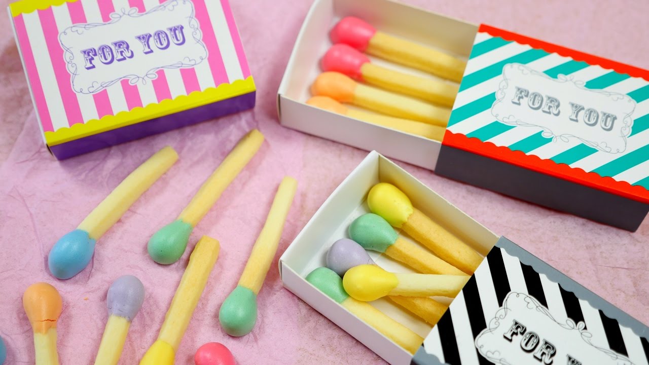 Pastel Matchstick Cookies マッチ一本火事の元 春色パステルマッチ棒クッキー 頭薬は焼きメレンゲ
