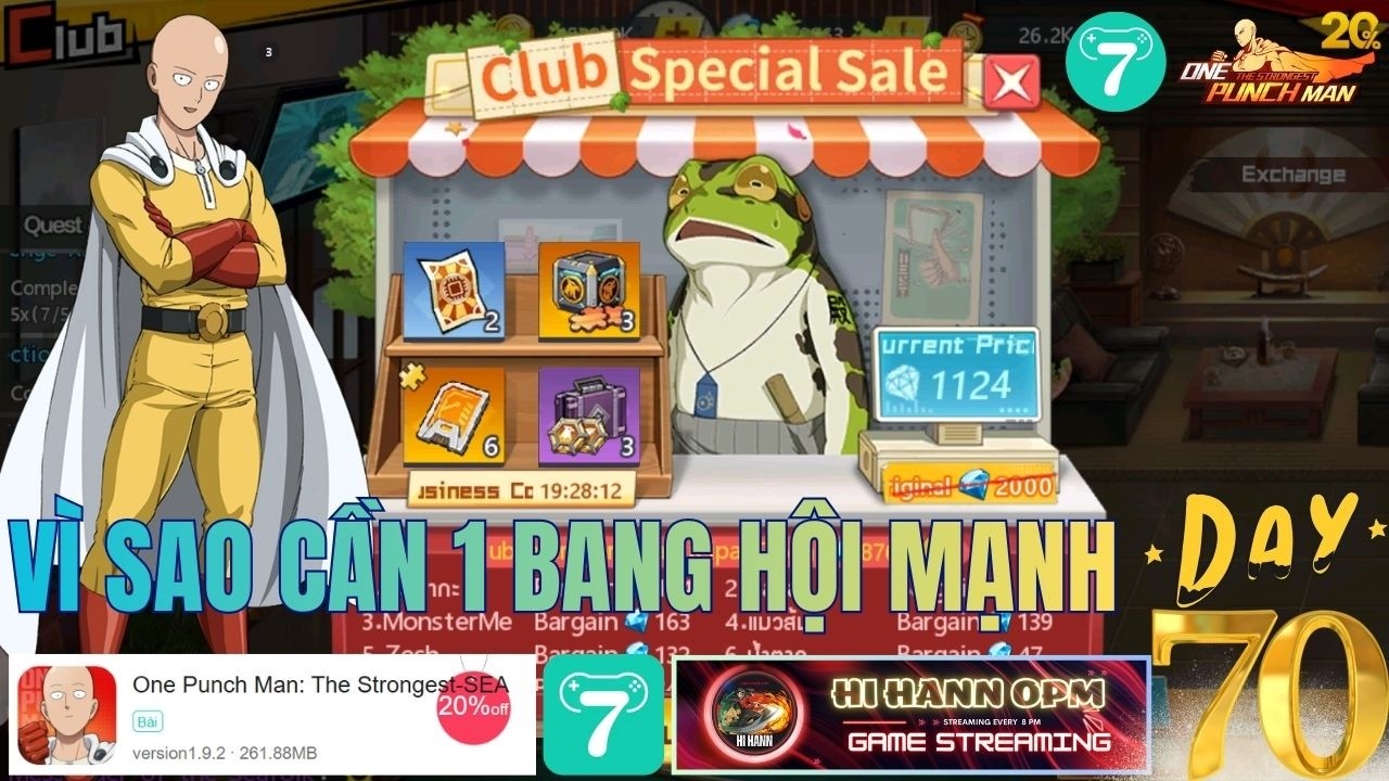 Vì Sao Cần 1 Bang Hội Mạnh ? Giải Thích Tính Năng Hội - Companion One Punch Man X7Game SEA Day 70