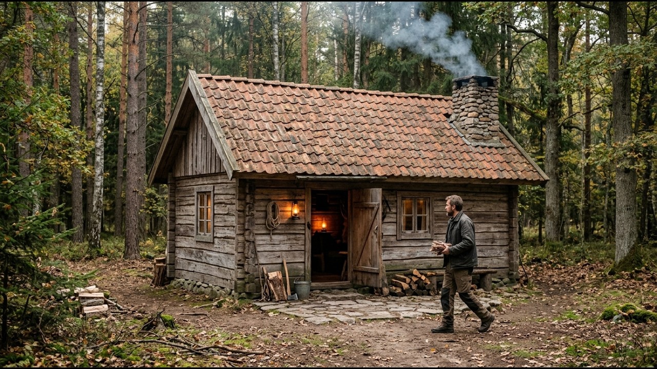 30-Day Challenge: Building a Wooden Shelter Alone Using Natural Materials | Bushcraft, Survival
