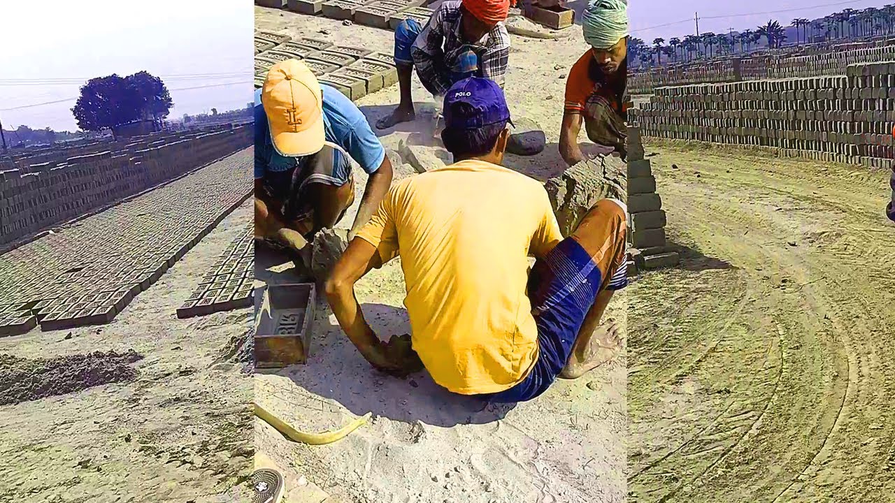 Bricks Manufacturing Manually || Bangladeshi local Bricks field|| Speedy manual clay bricks making