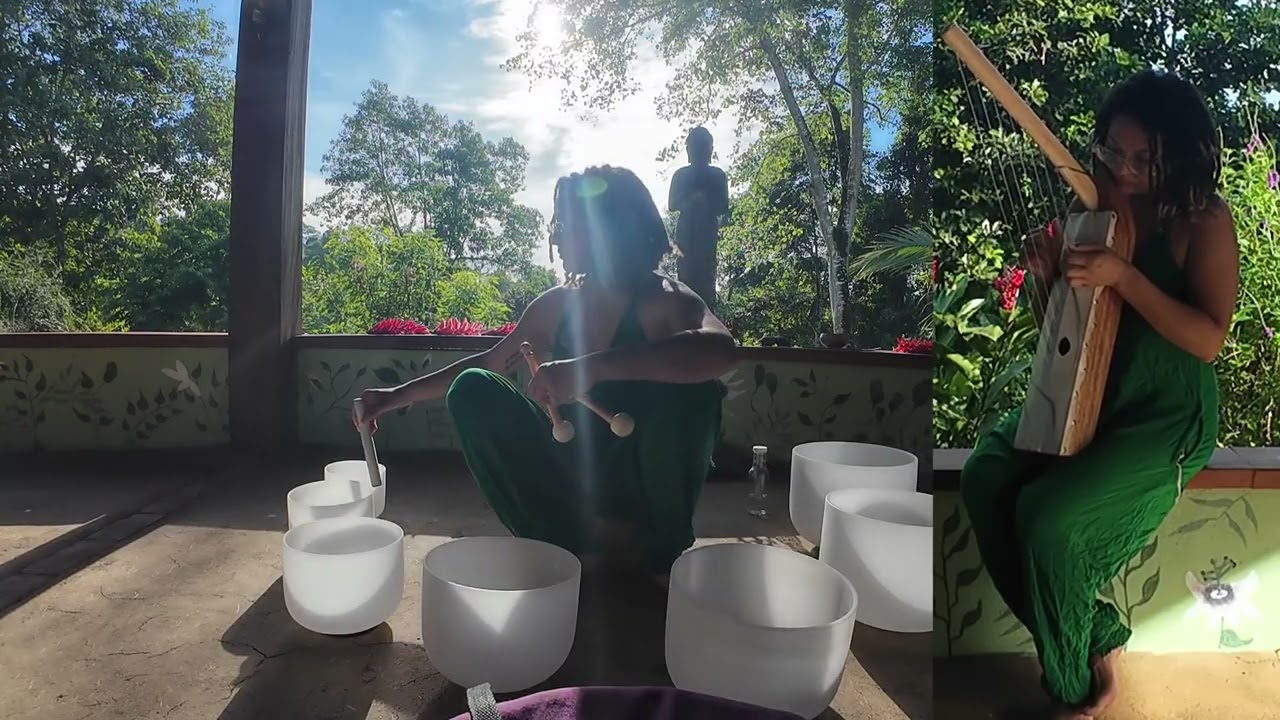 ✨ Sound Bath in the Jungle | Crystal Singing Bowls & Ancient Kemetic Harp ✨