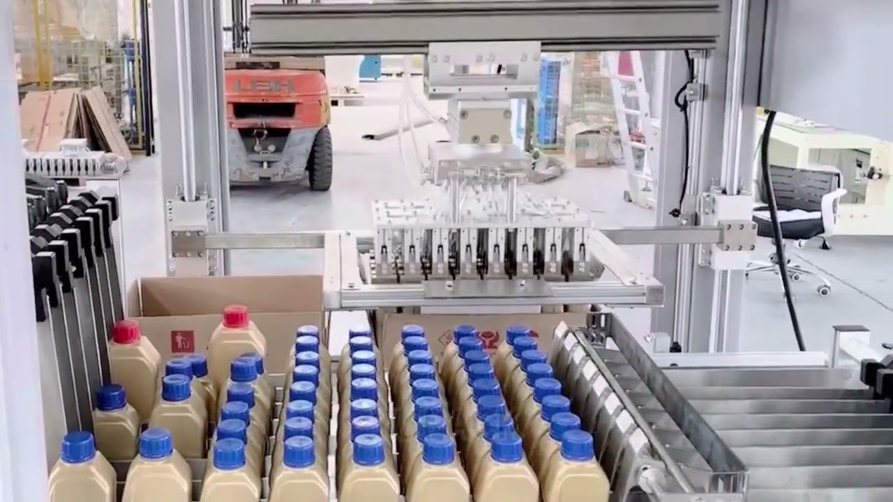 Automatic Pick and Place Case Packer for Engine Oil Bottles