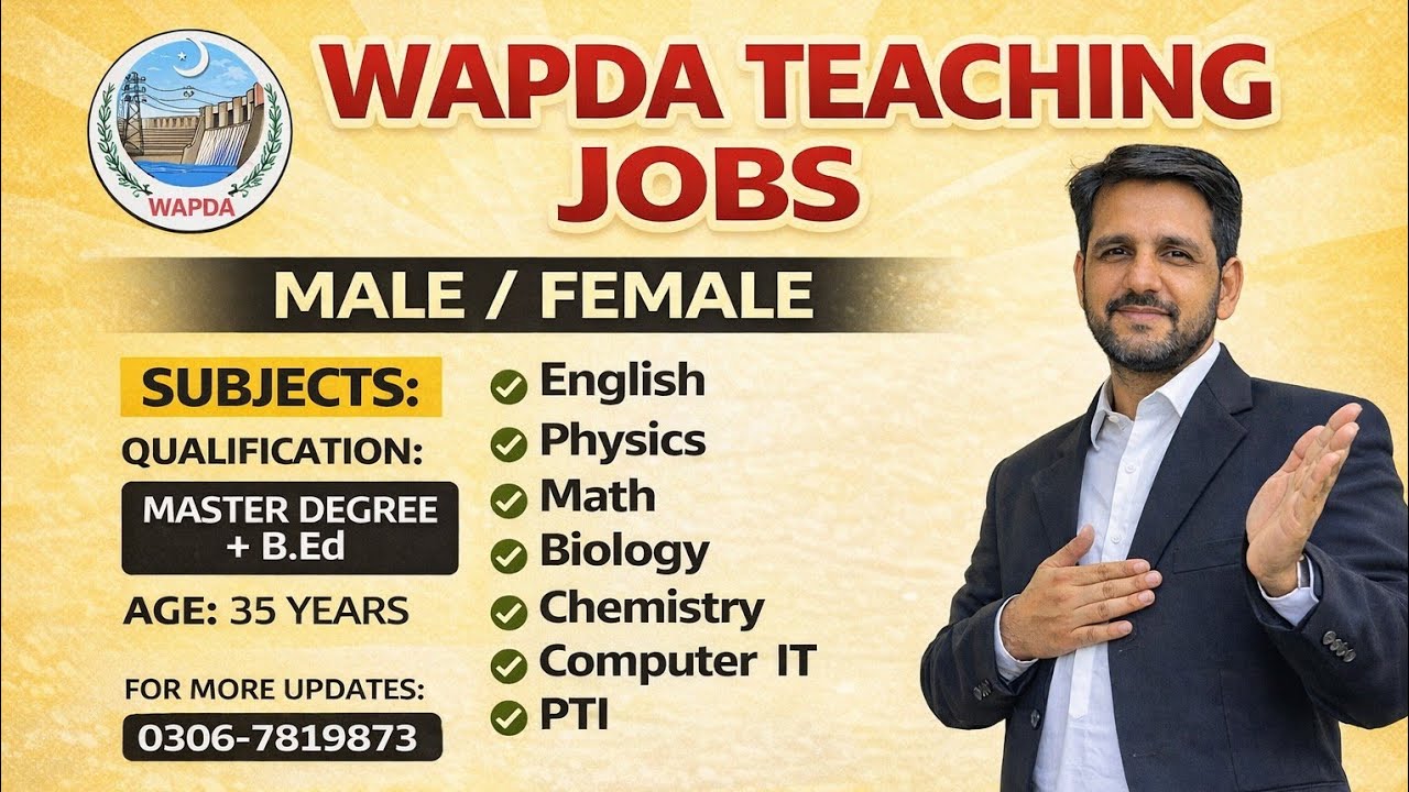 WAPDA Teaching Jobs 2026 | Male/Female Teachers Required | Latest Update