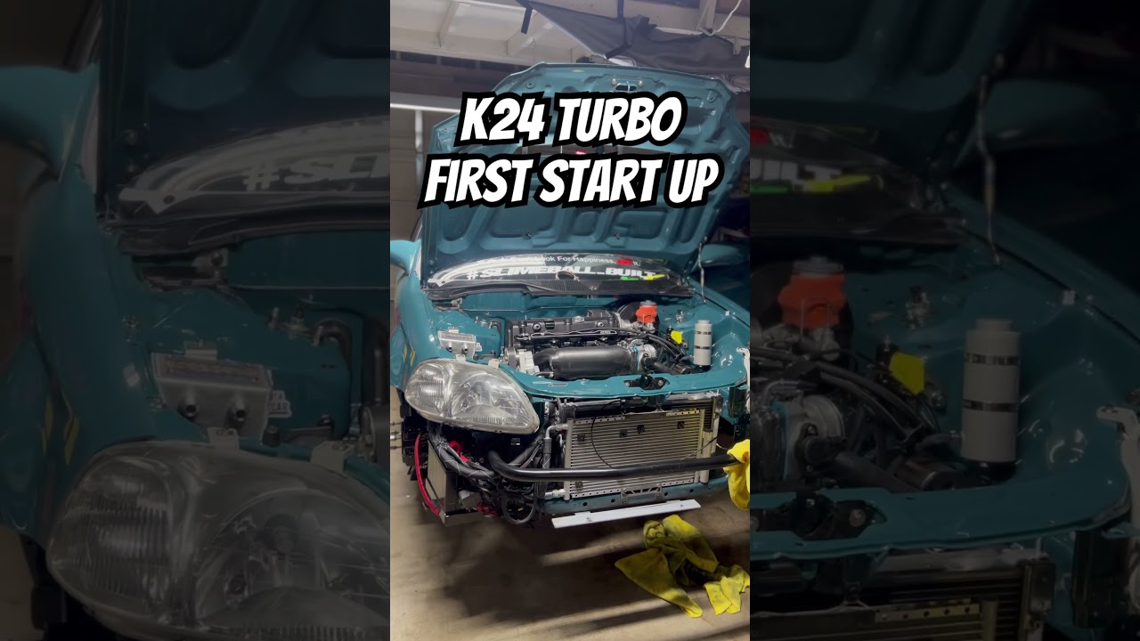 K24a Turbo Ek sedan first start up @1106bambam #honda #civic #turbo #kseries #Awd #s1built