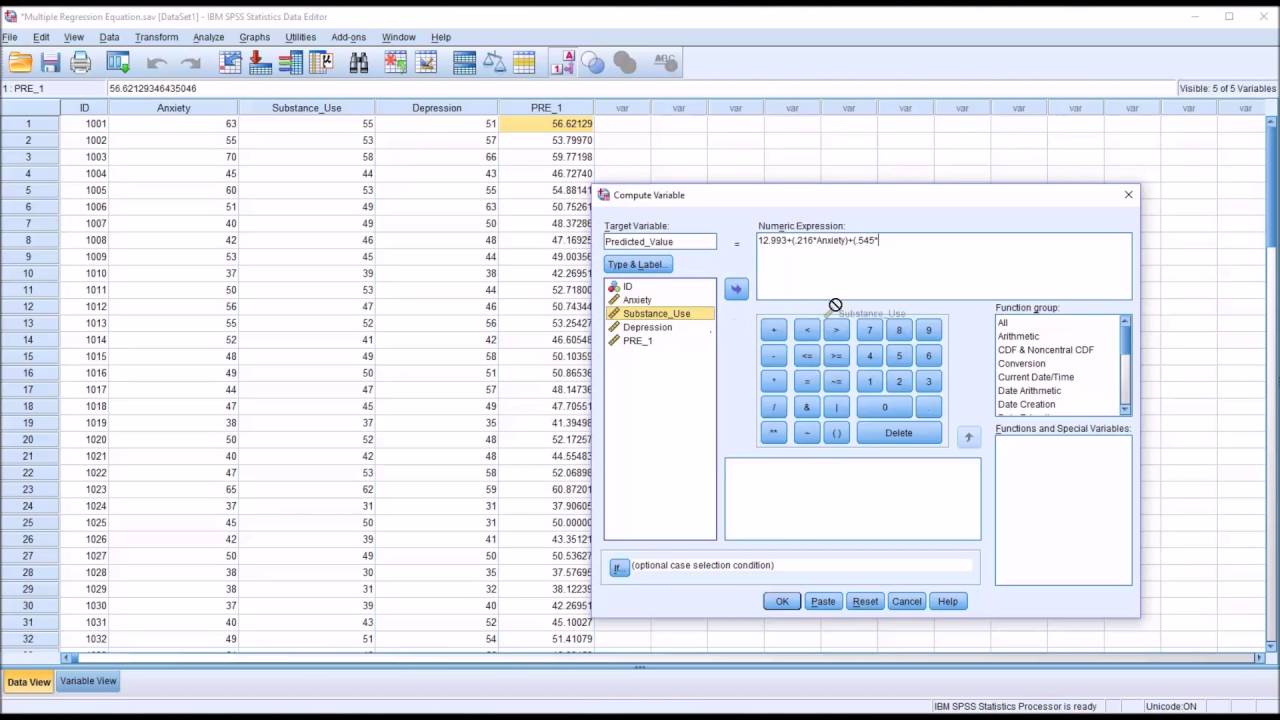 Regression Predicted Values in SPSS using the Estimated Regression Equation