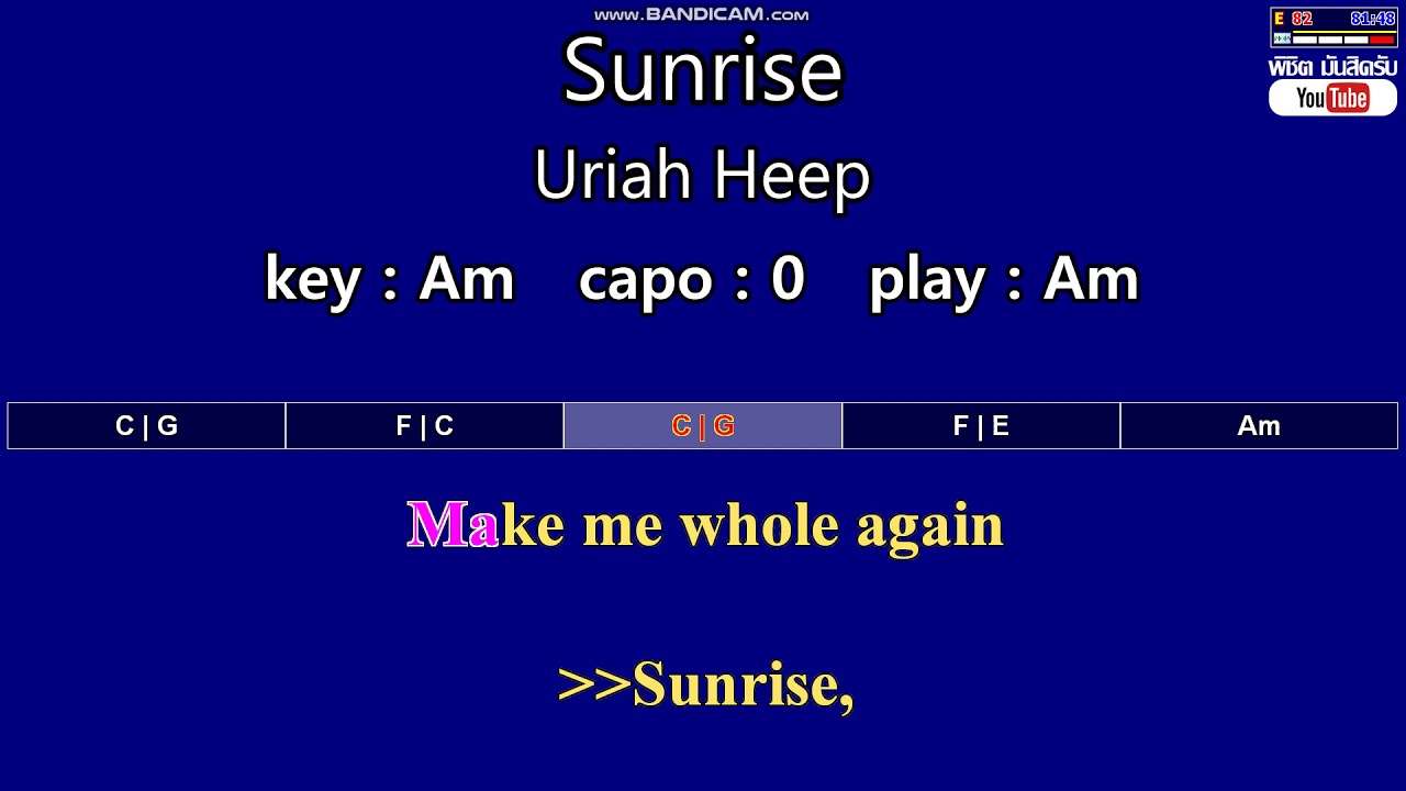Sunrise - Uriah Heep (Karaoke & Easy Guitar Chords)  Key : Am