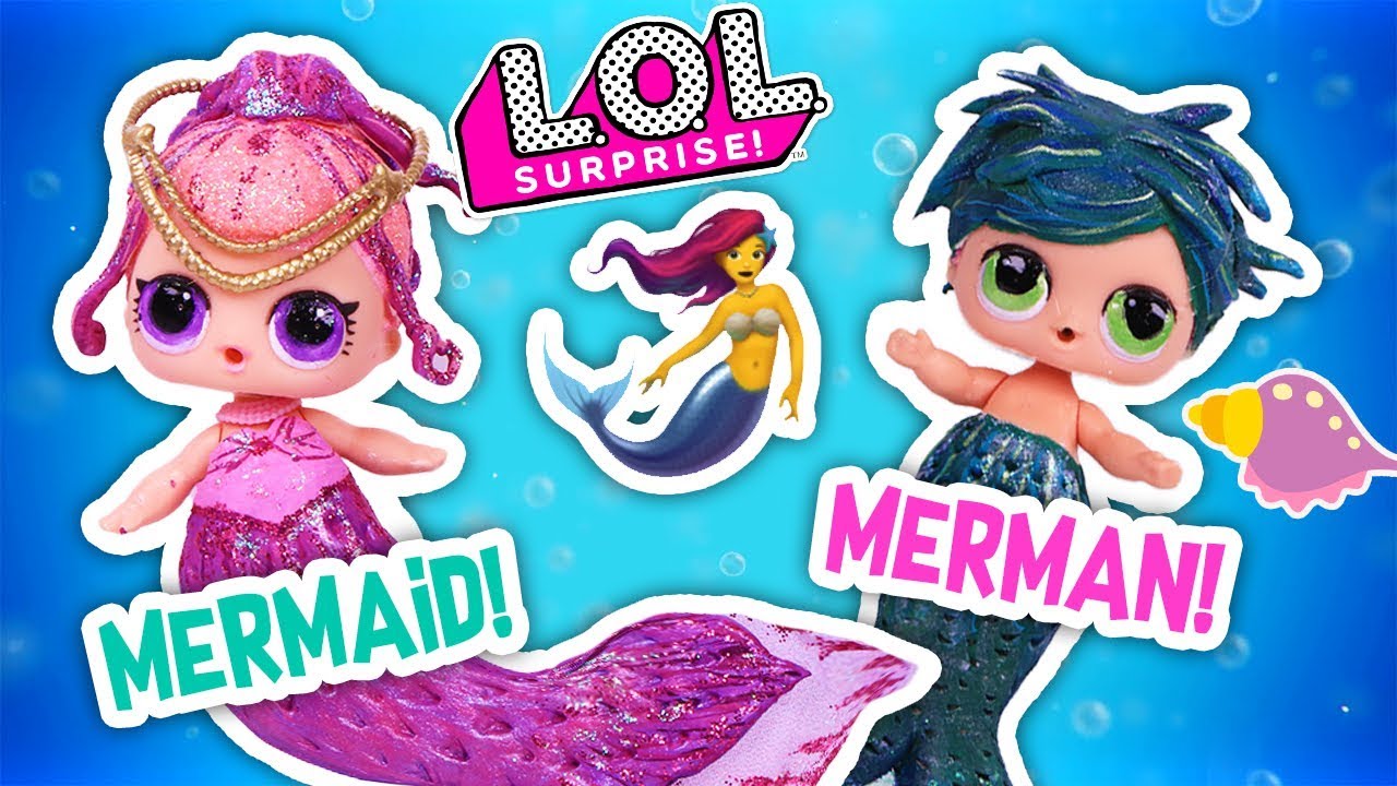 ✨GLITTER 🧜&zwj;♀️ MERMAID & MERMAN 🐚Customized LOL Surprise Dolls 🌊- Toy Transformations!