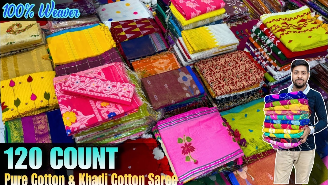 Authentic Pure Bengal Cotton, Khadi Cotton, Mal Cotton, Kantha Stitch, Tissue Linen Saree Weaver 🔥 