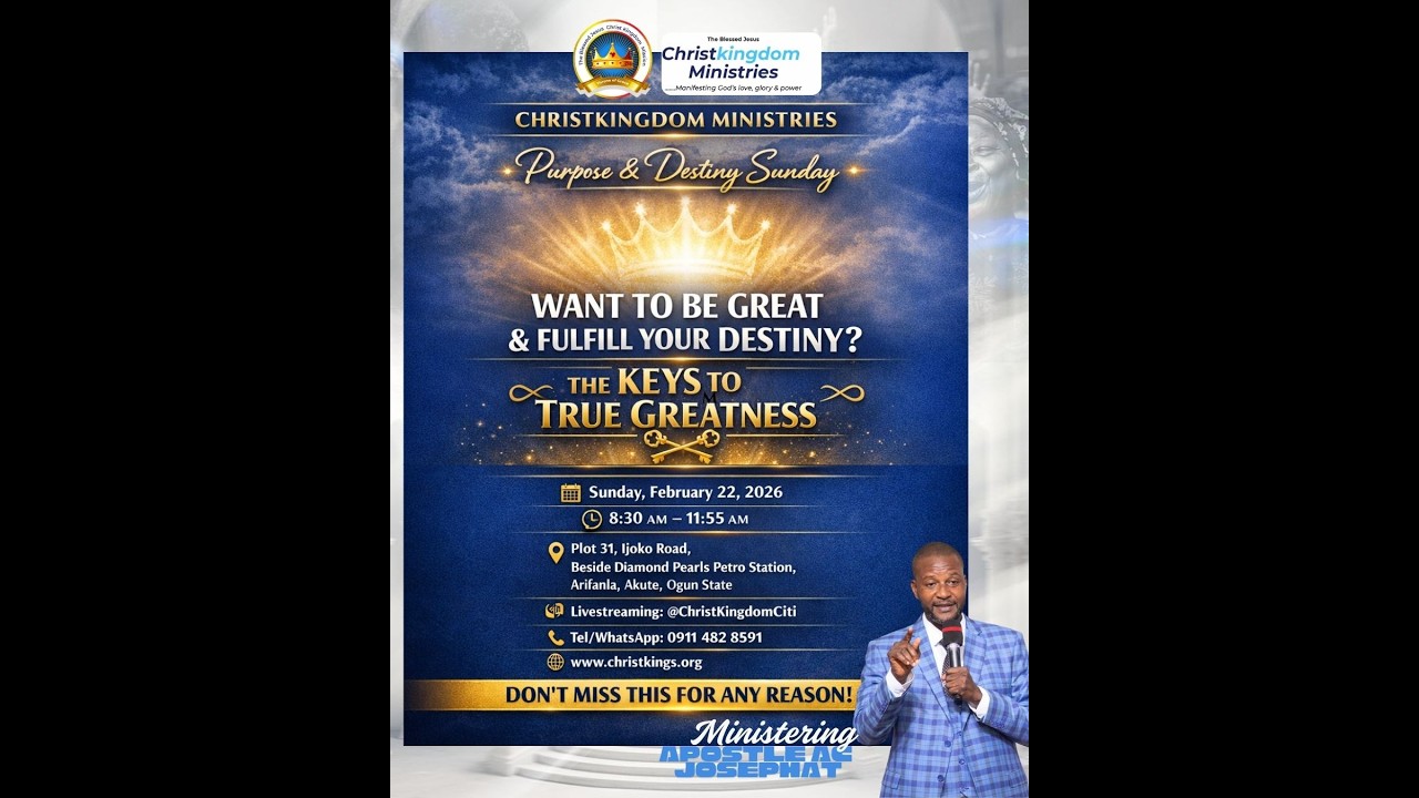 🔑 PURPOSE & DESTINY SUNDAY || THE KEYS TO TRUE GREATNESS || APOSTLE AC JOSEPHAT