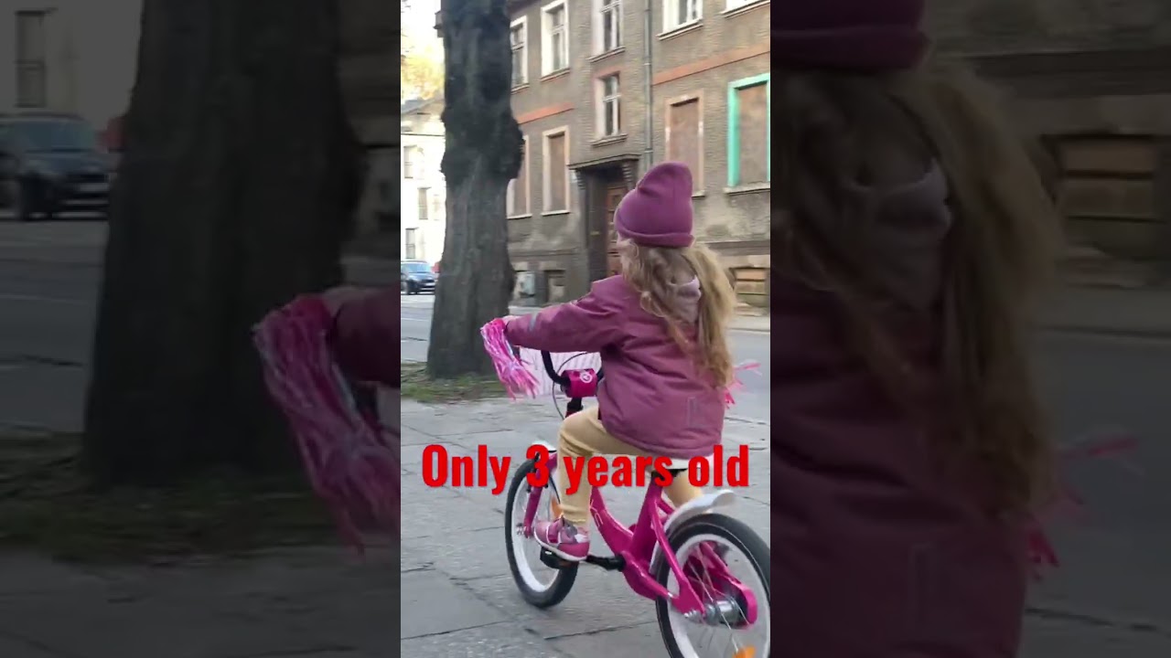 😮 Cycling for the First time on bike , only 3 years old #short #shorts #shortsvideo #family #kids