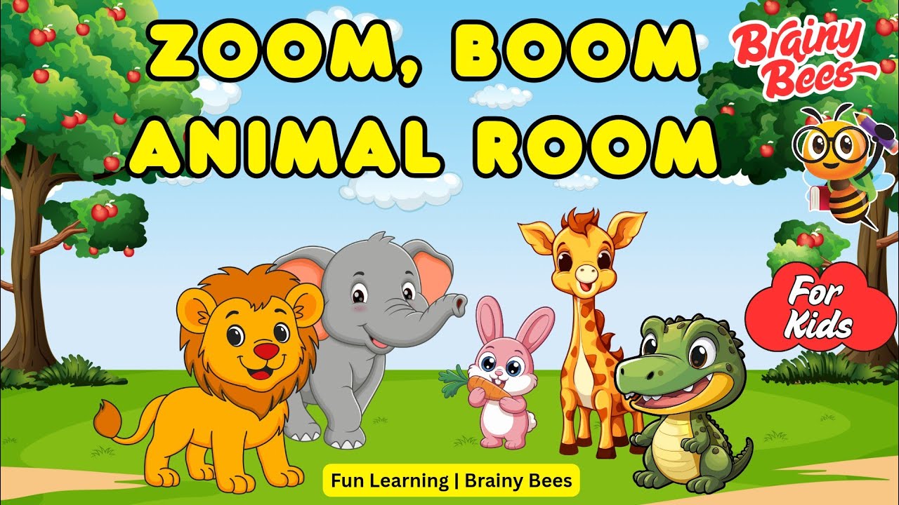 Zoom Boom Animal Room 🐾 | Wild, Farm & Pet Animals with Sounds | Kids Fun Learning by Brainy Bees