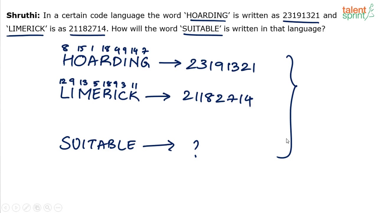 Coding and Decoding Tricks | Additional Example - 6 | Reasoning Ability | TalentSprint Aptitude Prep