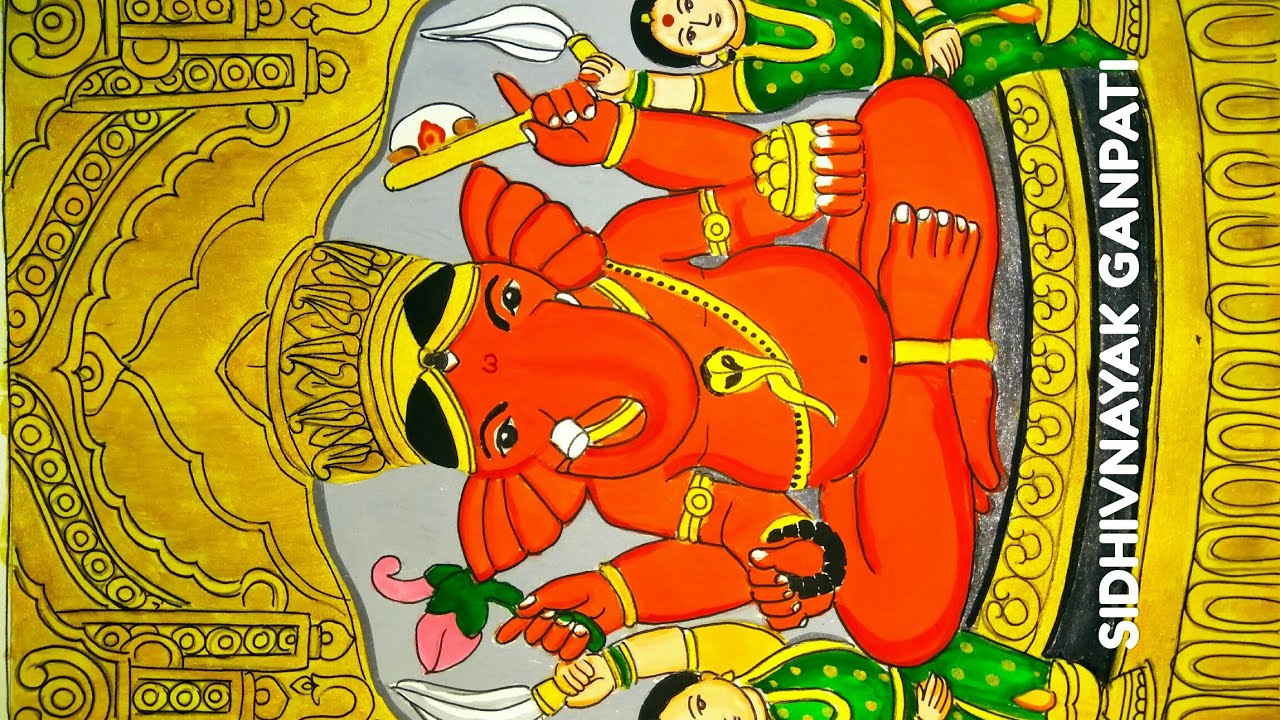 Sankashti Special/How to draw and paint Mumbai's famous Ganpati  SIDHIVNAYAK GANPATI