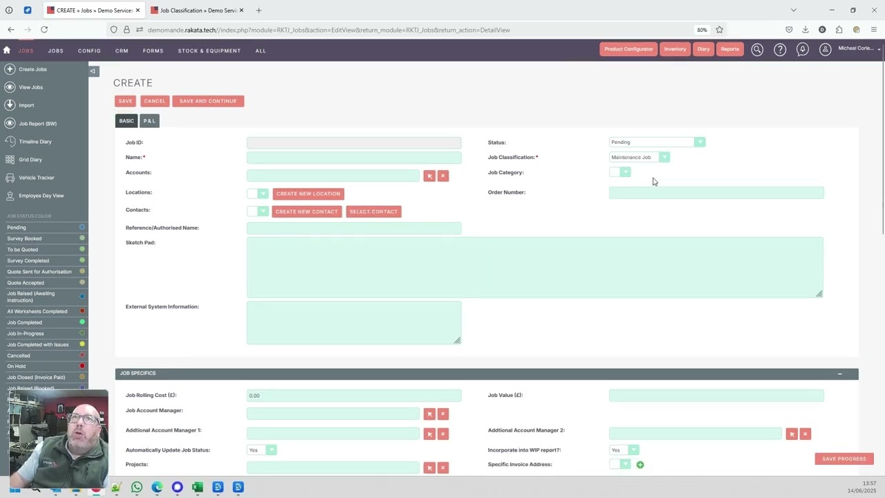 Rakata CRM: Job Classification