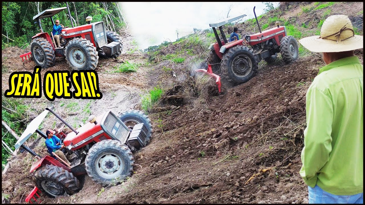 EMPURRANDO A DESTOCA COM MASSEY FERGUSON 292 TURBO! MEU PRIMO CONSEGUIU ENCALHAR O TRATOR?!