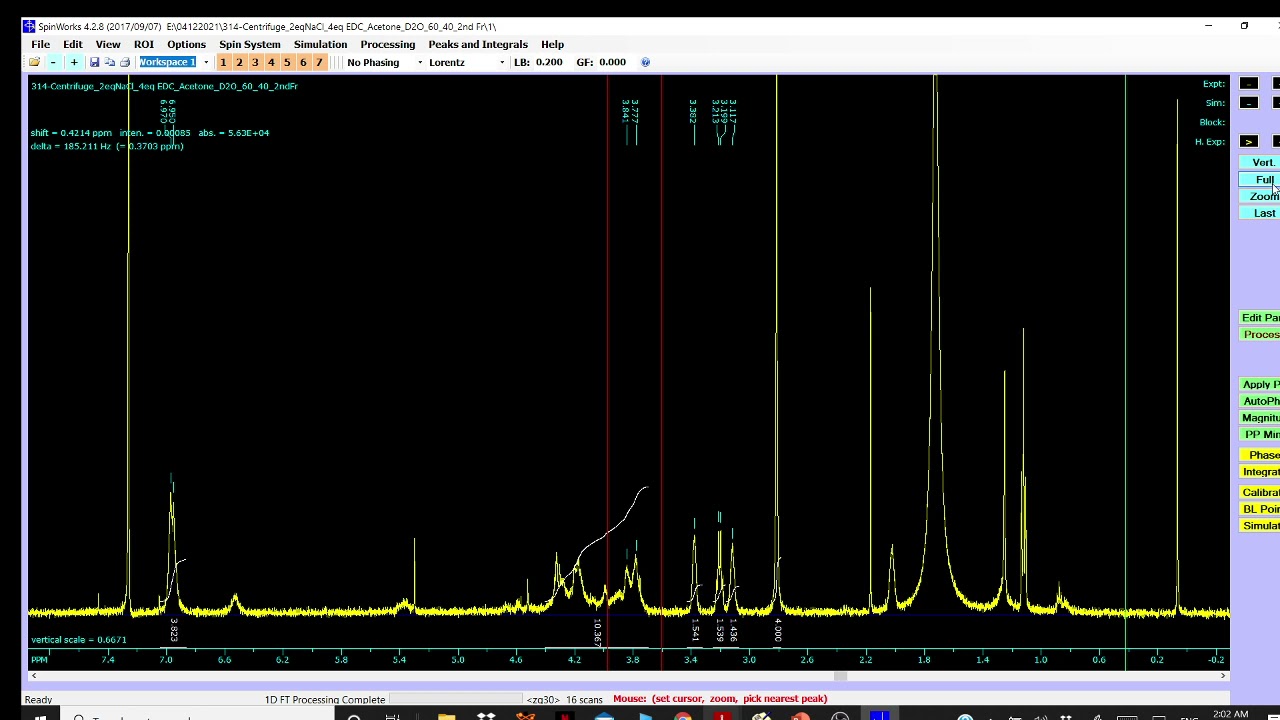 Spinworks 1D NMR data and stacking -processing tutorial