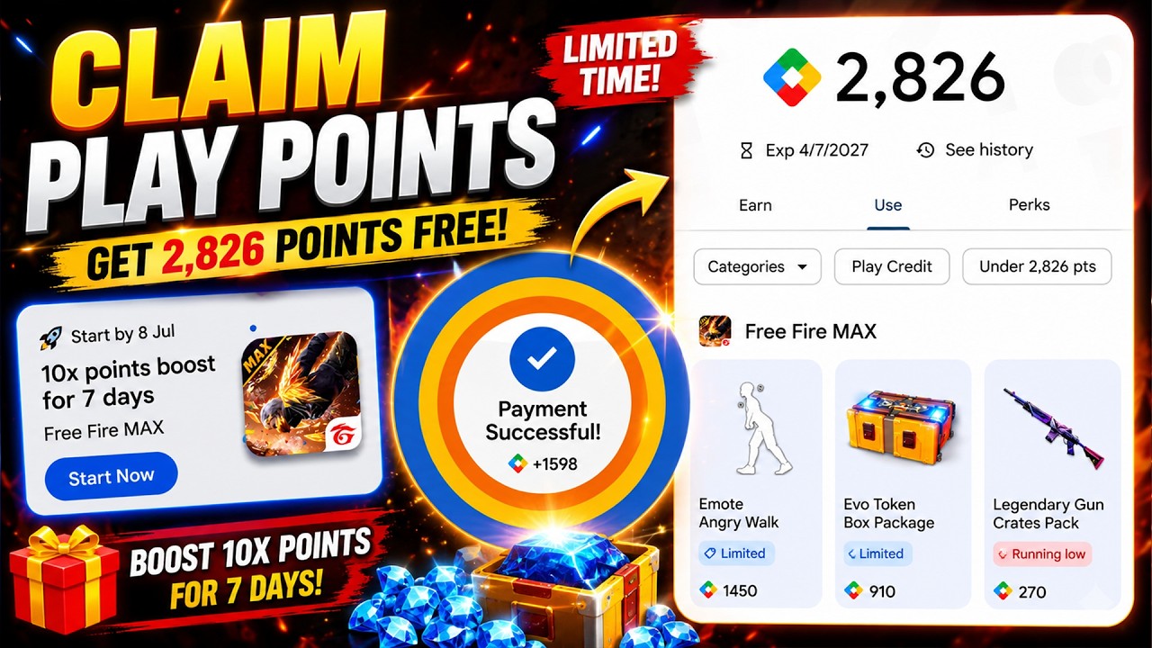 10X Google Play Points Free Fire MAX 😱 Get 2826 Points FREE!