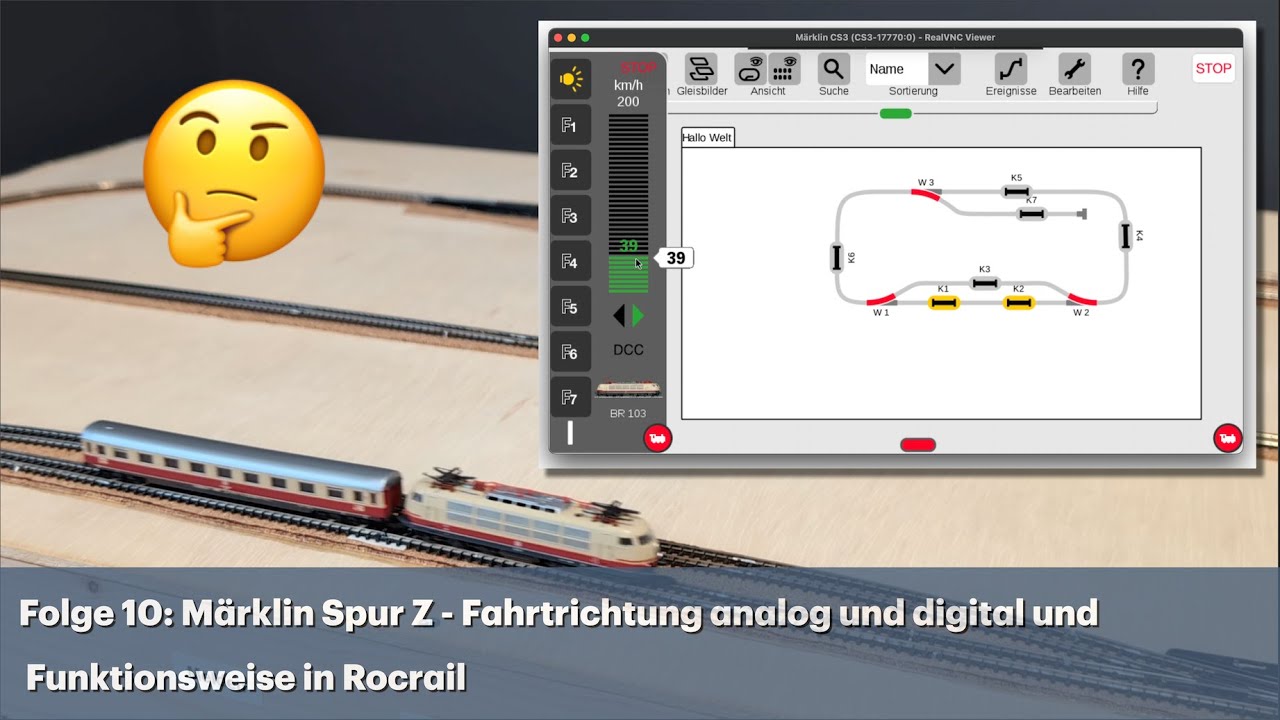 Märklin Spur Z  - Fahrtrichtung analog & digital und Funktionsweise in Rocrail