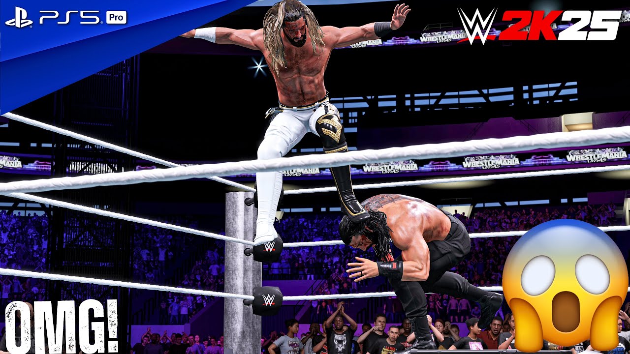 WWE 2K25 - Сет Роллинс против Романа Рейнса - Величайший матч WrestleMania всех времен [PS5 Pro 4K]