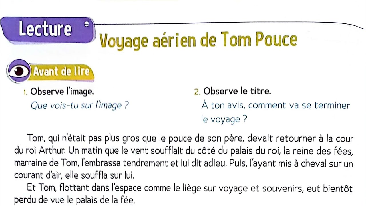 LECTURE :aérien de Tom Pouce page 152/153 le trésor des mots CE2 avec je comprends