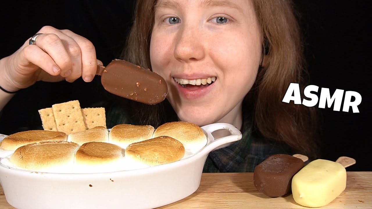 ASMR MAGNUM ICE CREAM+S'MORES DIP MUKBANG (No Talking) EATING SOUNDS