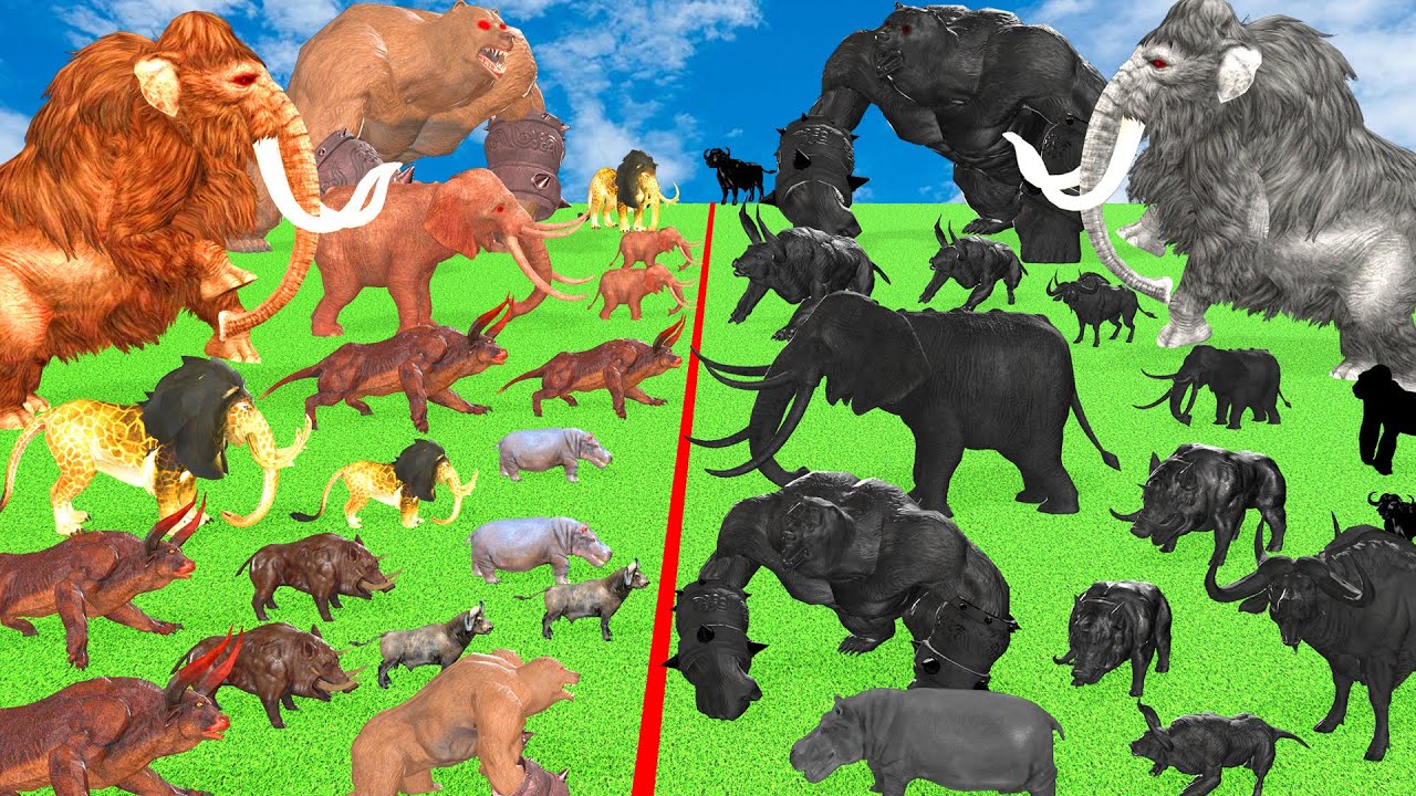 Prehistoric Mammals VS Shadow Itself Wild Animals and Dinosaur Size Comparison Animal Epic Battle