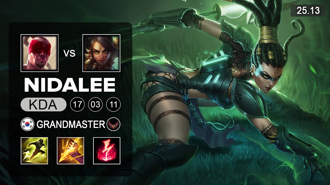 Nidalee vs Lee Sin Jungle - KR Grandmaster - Patch 25.13 Season 15