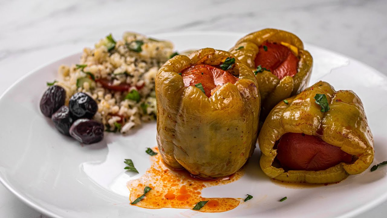 Türkische gefüllte Paprika - Biber Dolmasi Rezept - Vegan