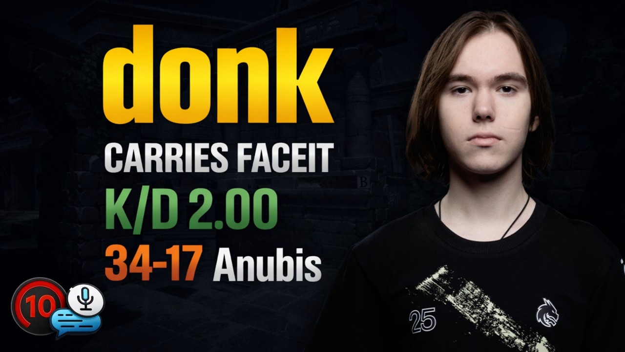 donk PLAYS FACEIT LVL 10 Anubis (34-17) DONK Highlights! CS2