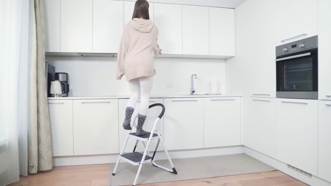 WonderWorker Barrow - 2-Step Ladder Folding Step Stool  - T&Uuml;V Tested Safe load 150 kgs