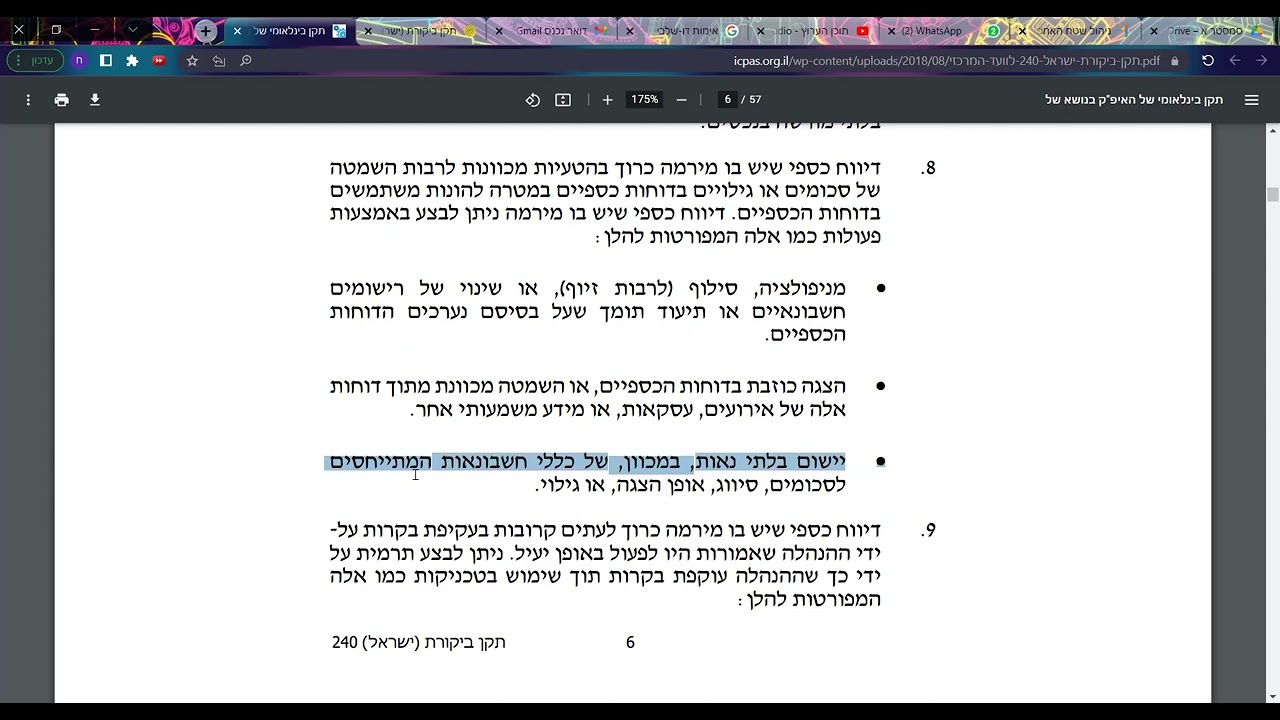 תקן ביקורת 240 (תרמית) סעיפים 1-12