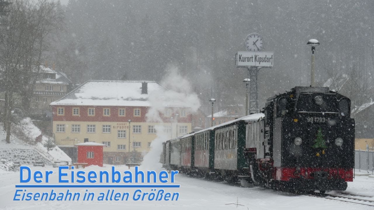 Wintereinbruch an der Weißeritztalbahn mit Zwei-Zug-Betrieb