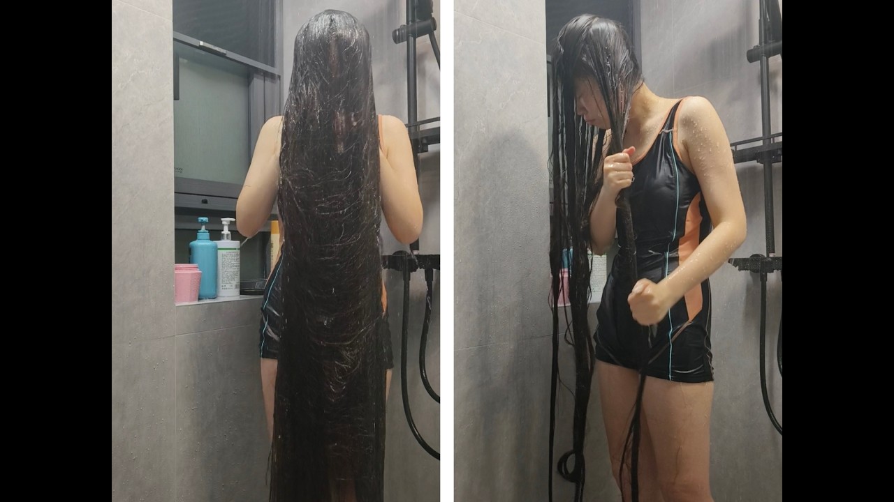 Watching My Long Hair Get Washed | Relaxing Hair ASMR