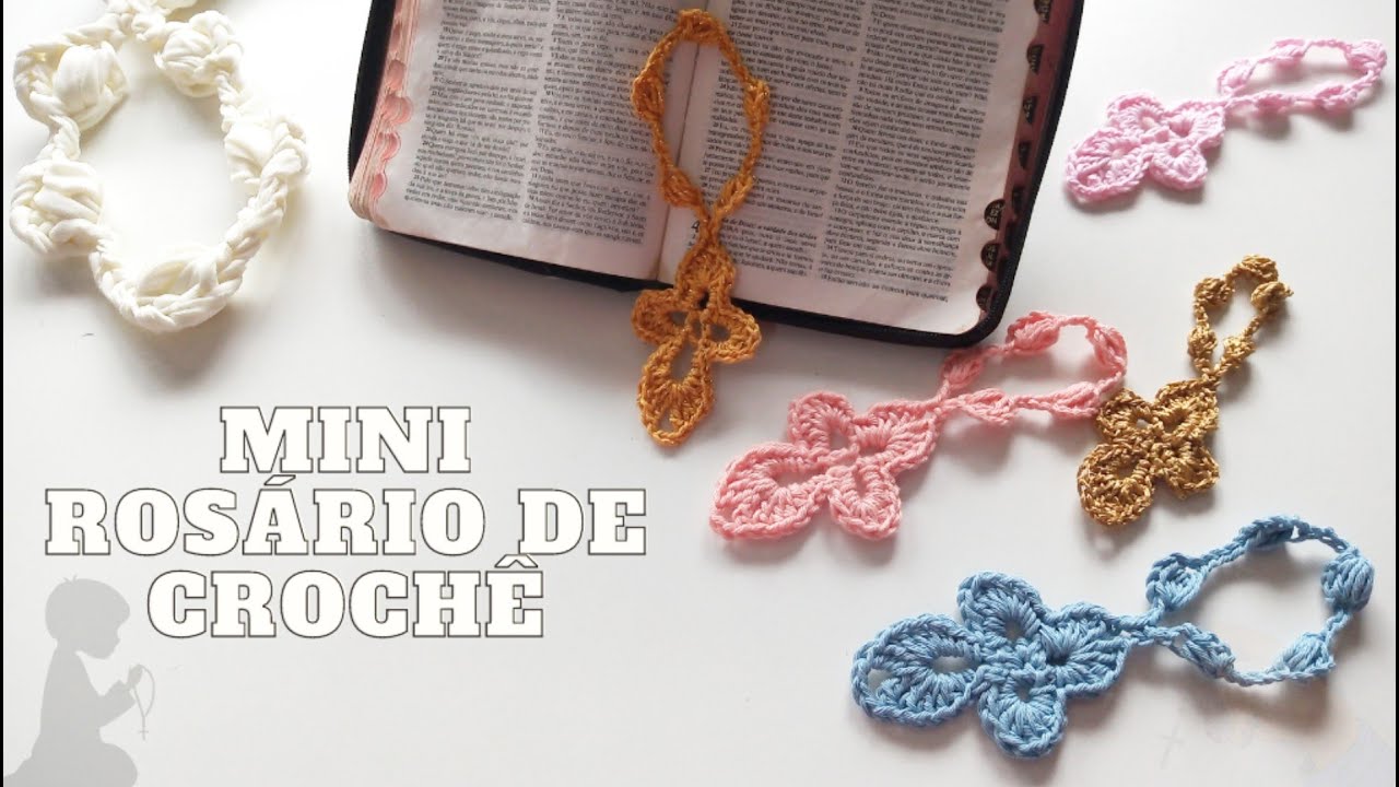 COMO FAZER- Mini Rosário crucifixo crochê (para lembrancinhas de batizado) 