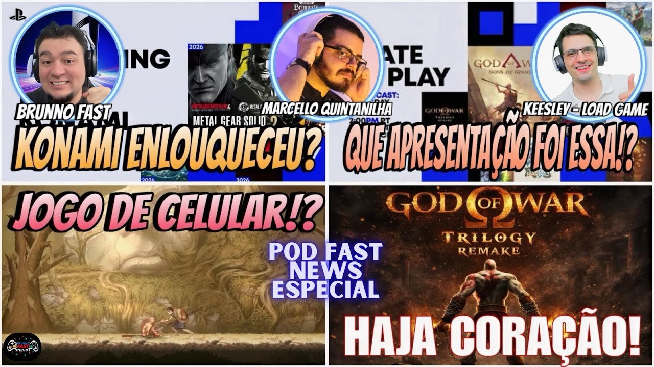 63º - Que Apresentação foi Essa? Jogo de Celular? GOW Trilogy Remake e a Konami Com muitos Jogos!