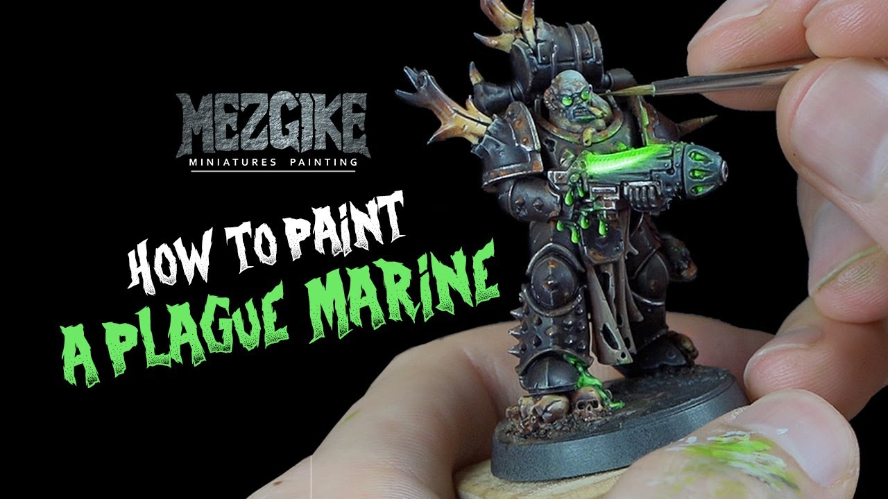 How to paint: Plague Marine with glowing plasma gun by Mezgike