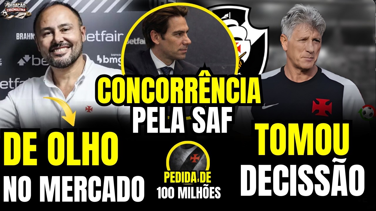 🚨URGENTE!! VASCO BUSCAR CERCA DE 100 MILHÕES, LAMACCHIA GANHA CONCORRENTE NA SAF, PREPARAÇÃO E +
