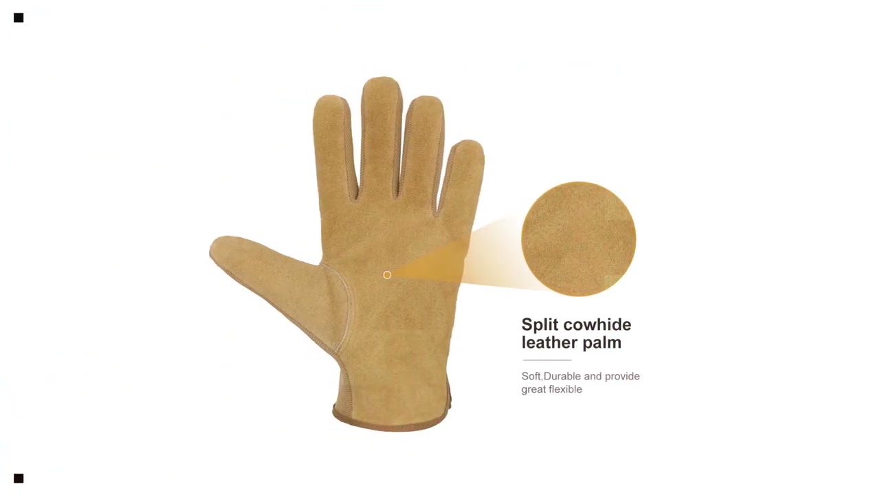 6165 PRISAFETY Durable Wear Resistant Split Cowhide Leather Rigger Leather Driving Gloves for Women