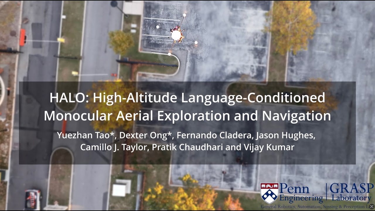 HALO: High-Altitude Language-Conditioned Monocular Aerial Exploration and Navigation