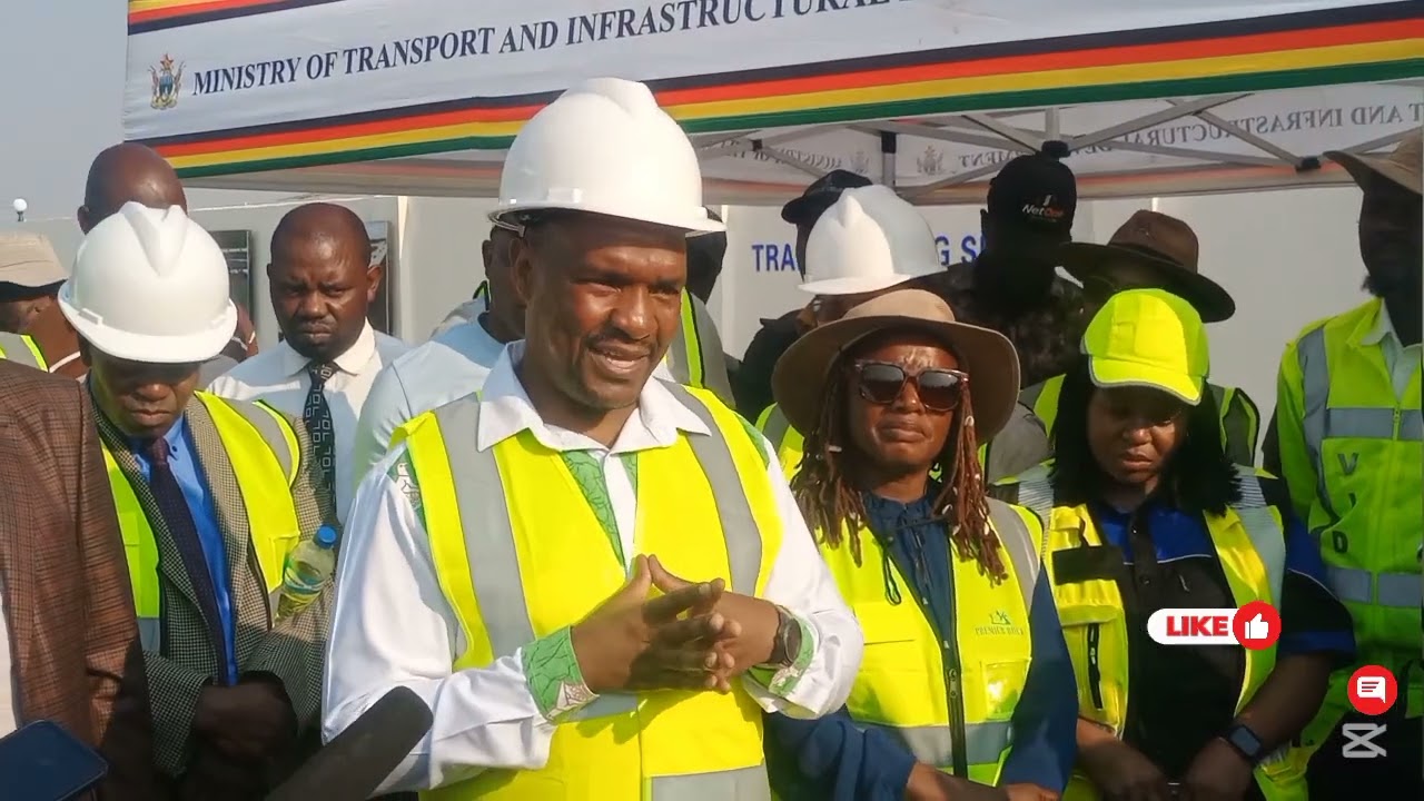 Transport Minister Felix Mhona speaks after touring the proposed Mabvuku Interchange site