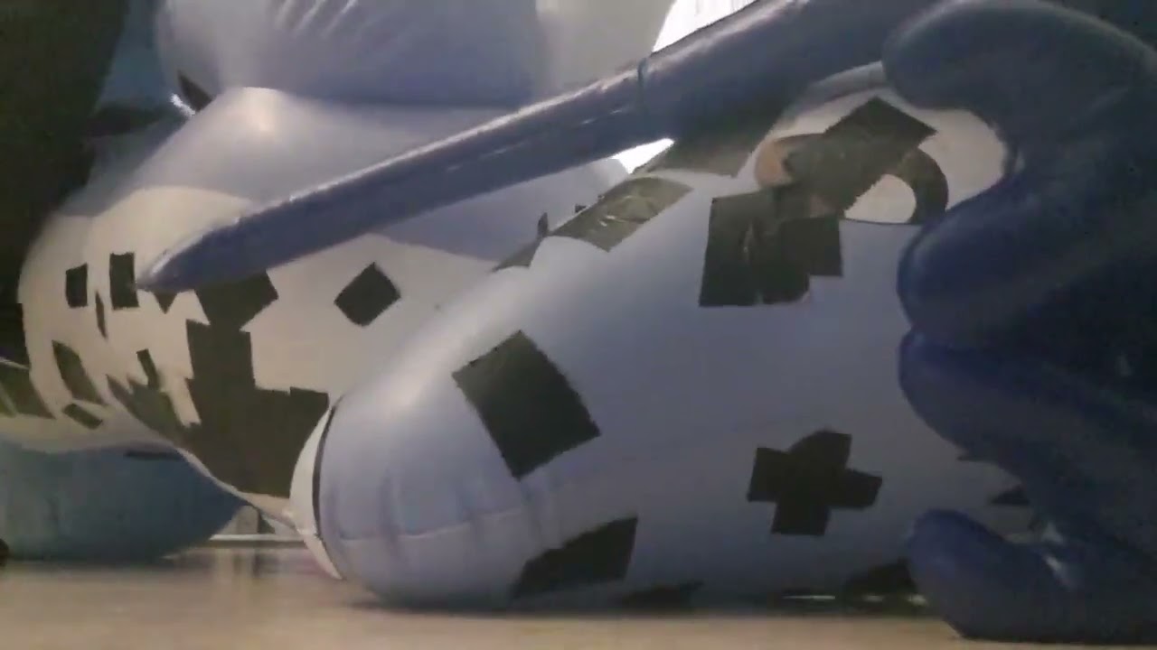 POP my inflatable dragon while i ride her