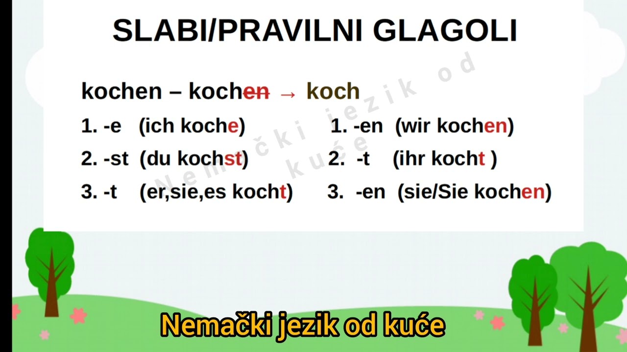 Lekcija 88  SLABI GLAGOLI / PRAVILNI GLAGOLI U NEMACKOM ( PREZENT SLABIH GLAGOLA)