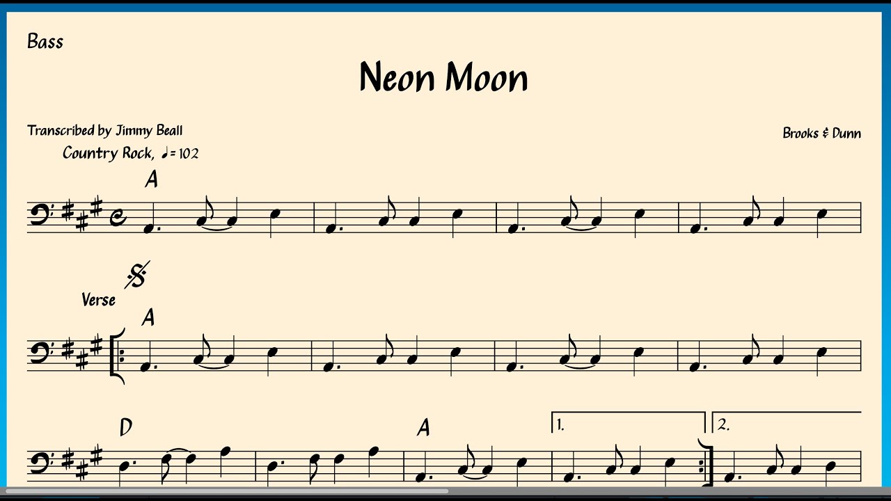 Neon Moon - Bass Chart | Free Download