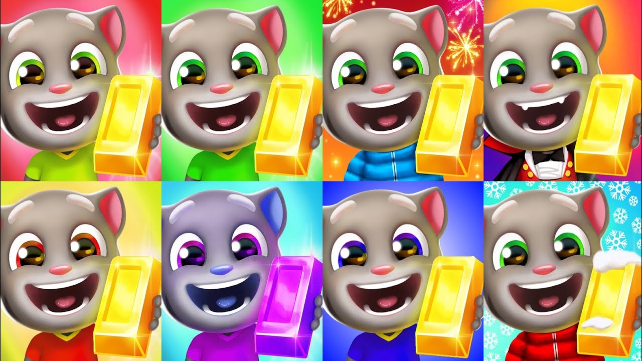 Talking Tom Gold Run Medieval,Cyber City,Venice Canals,Underwater,Santa Village,Lost City,Flying