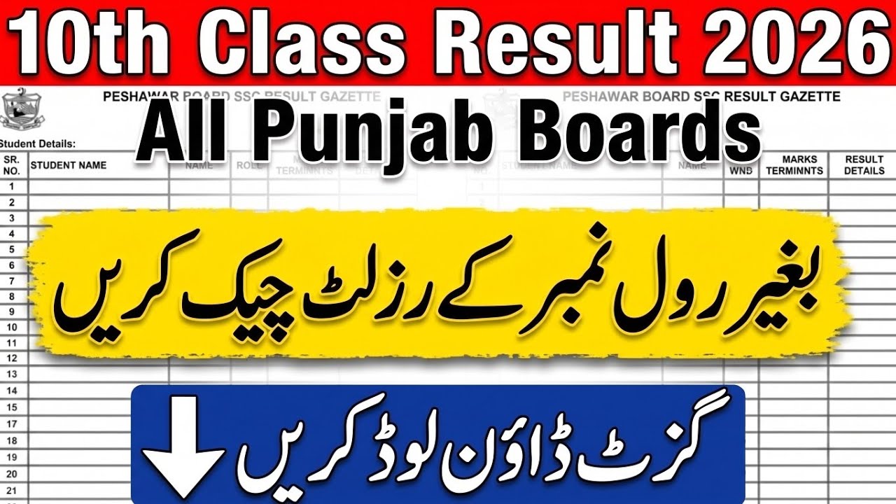 10th Class Result 2026 Punjab Board | Check Result Without Roll Number | Download Gazette PDF