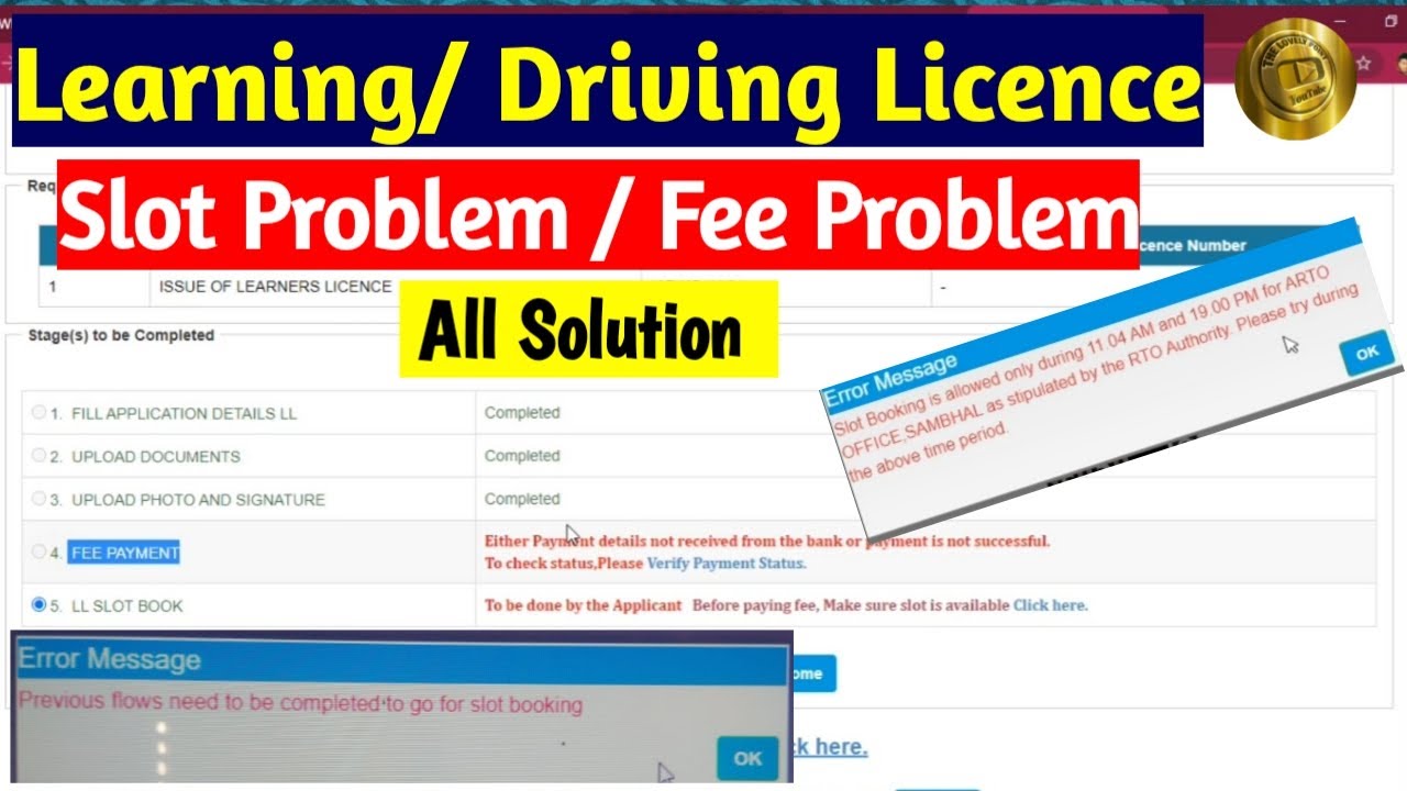 Learning /Driving licence payment problem | access denied | payment pending | payment failed