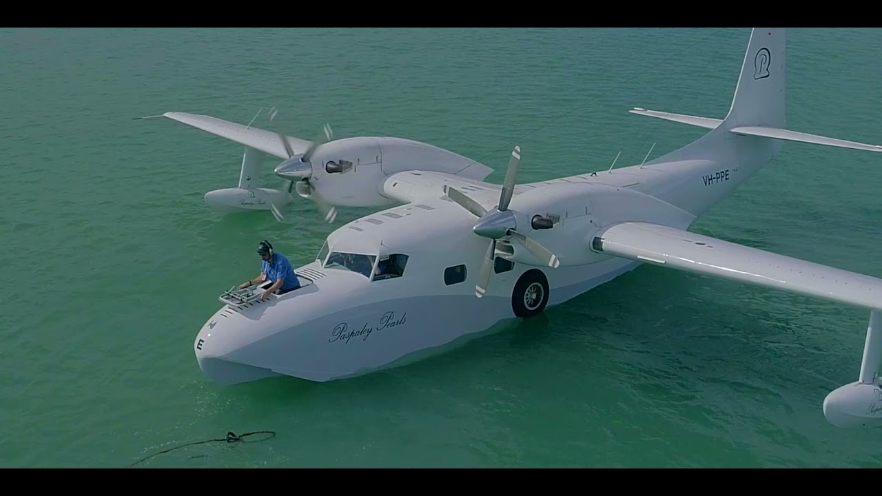Turbine Grumman Mallard Engine Start on Mooring